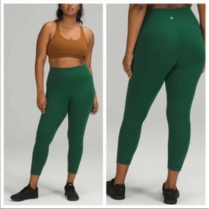 Lululemon Wunder Train HR Crop Tight 25” Size 12 Everglade Green NWT 6880
